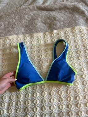 aerie Blue Bikini Top with Lime Trim